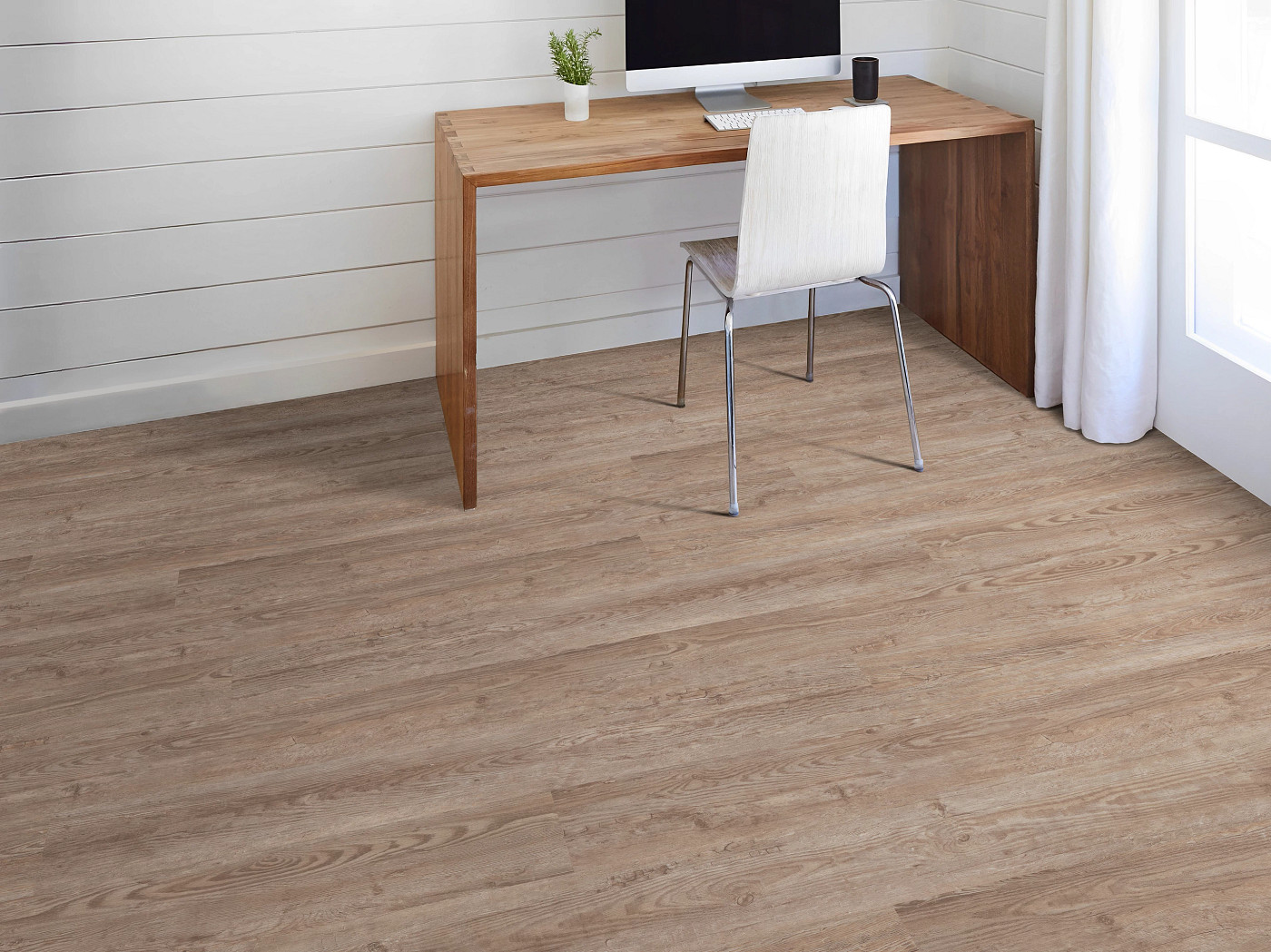Clay flooring, shown in a room
