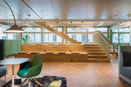 Project with Coretec Herringbone floor Office Project with LVT Coretec Herringbone Floors