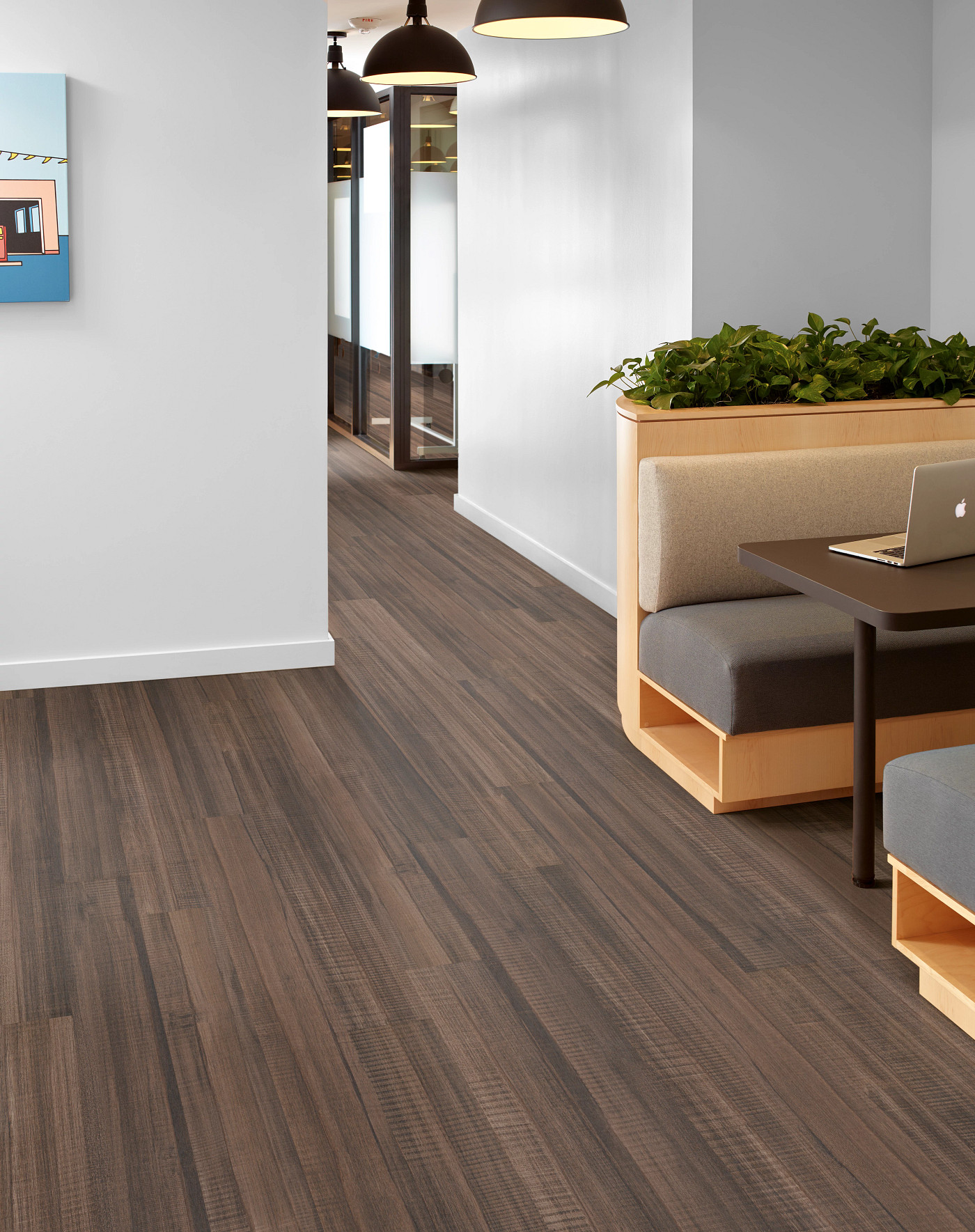 Corten flooring, shown in a room