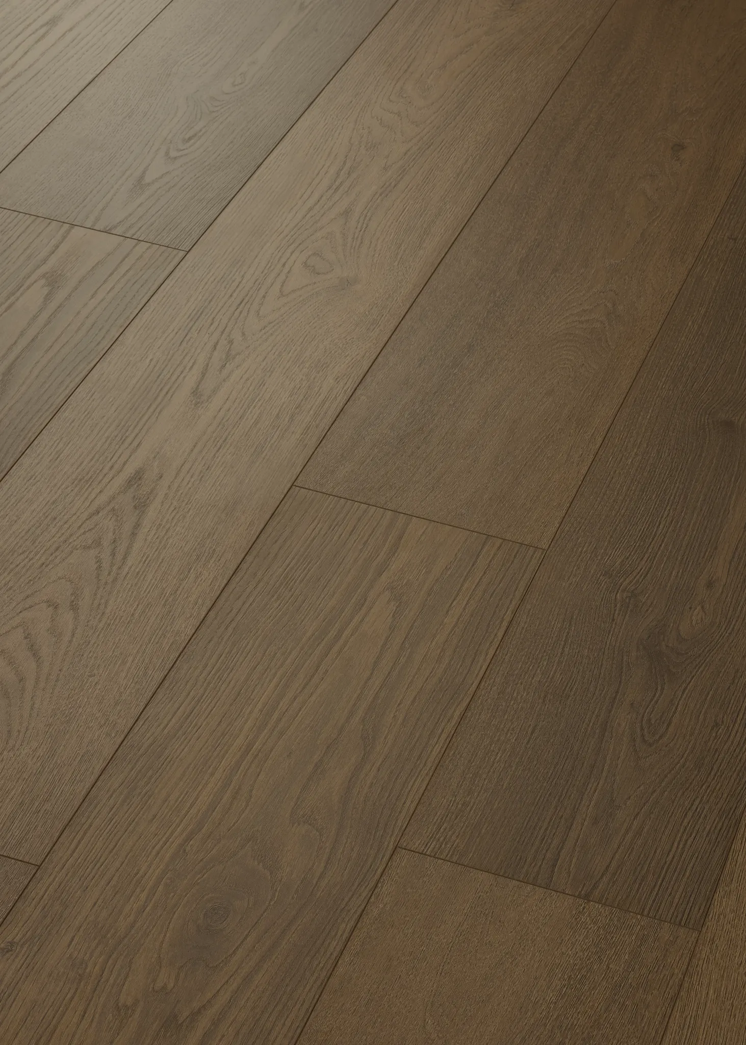 Close-up of Coretec Residential WPC flooring in brown tones