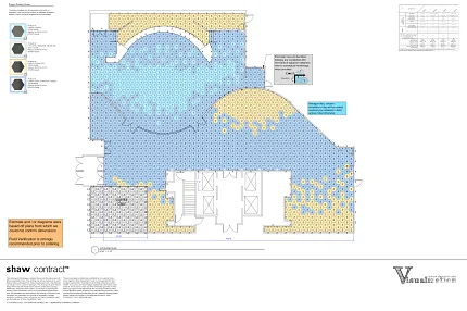 Shaw Contract Flooring Layout Plan with Hexagonal Patterns Shaw Contract flooring layout plan with blue and yellow hexagonal patterns