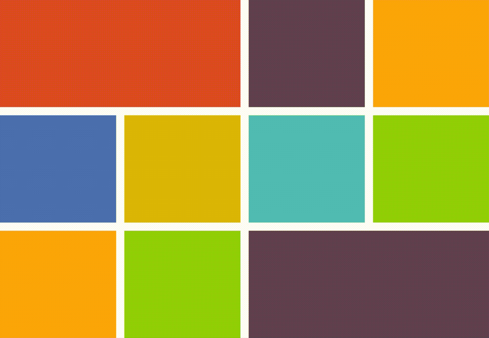 Multicolor Flooring Swatch - Red, Purple, Orange, Blue, Yellow, Teal, Green Tiles Colorful flooring swatch featuring red, purple, orange, blue, yellow, teal, and green tiles