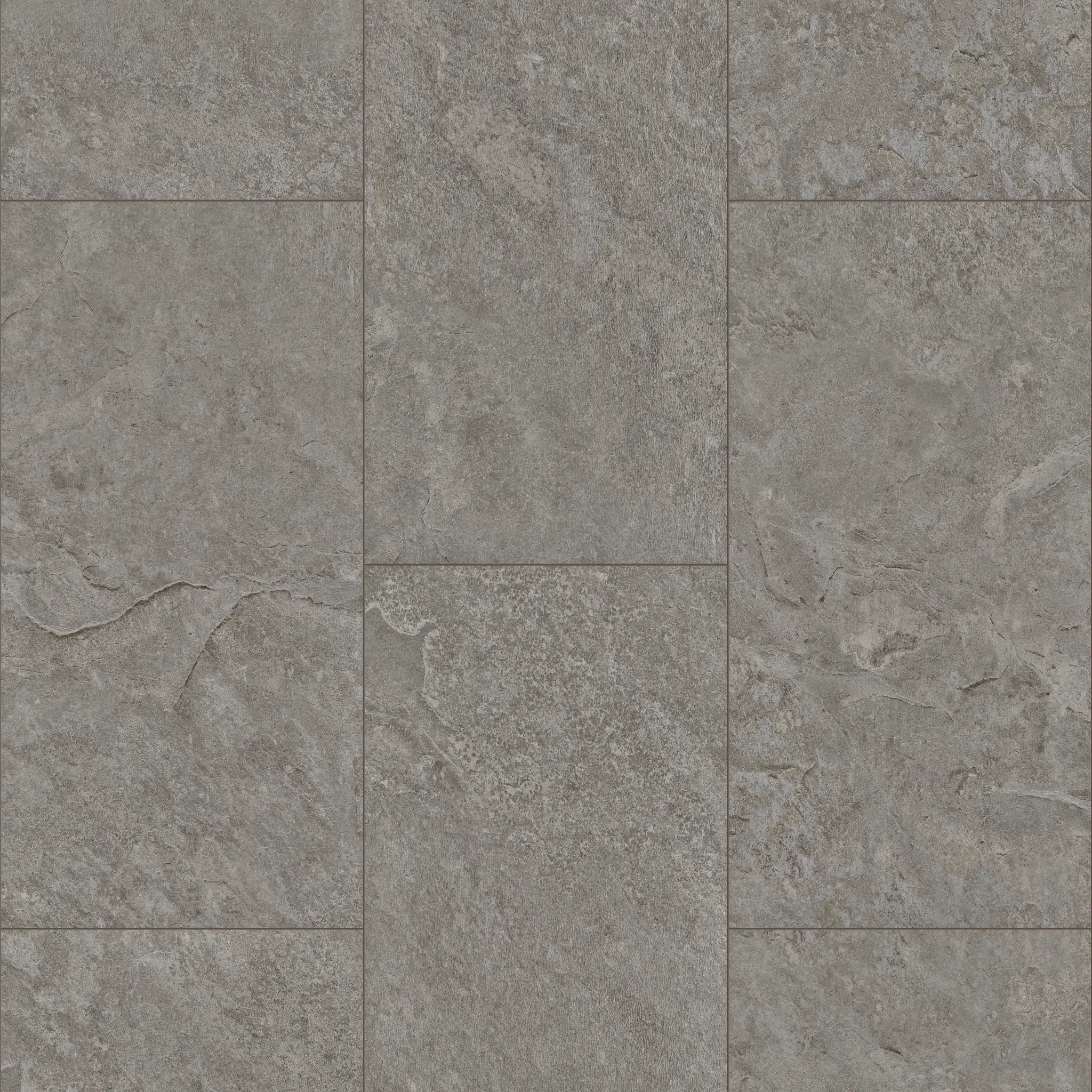 Stone look luxury vinyl tile flooring in shades of gray