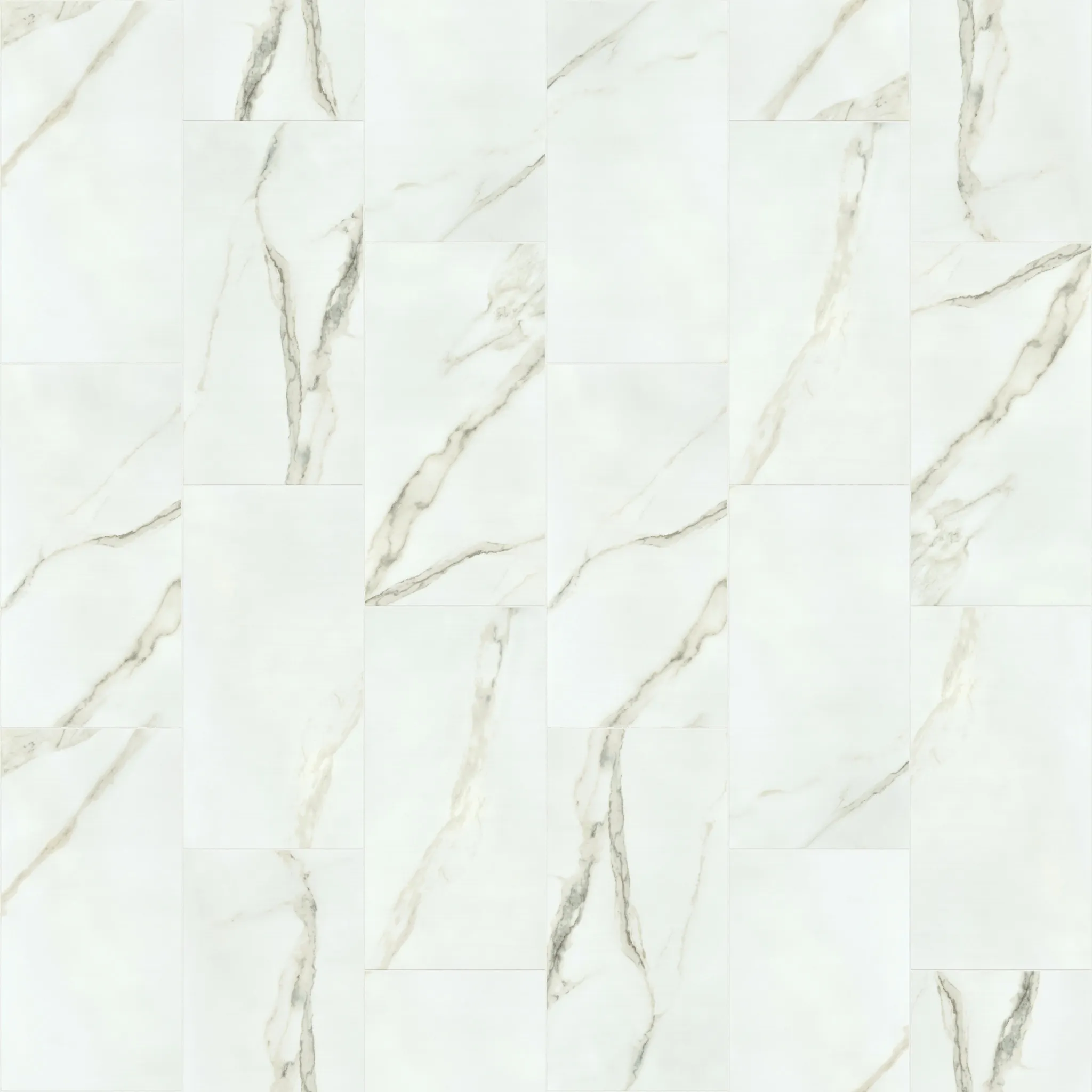 white marble-look tile floor with subtle gray veining