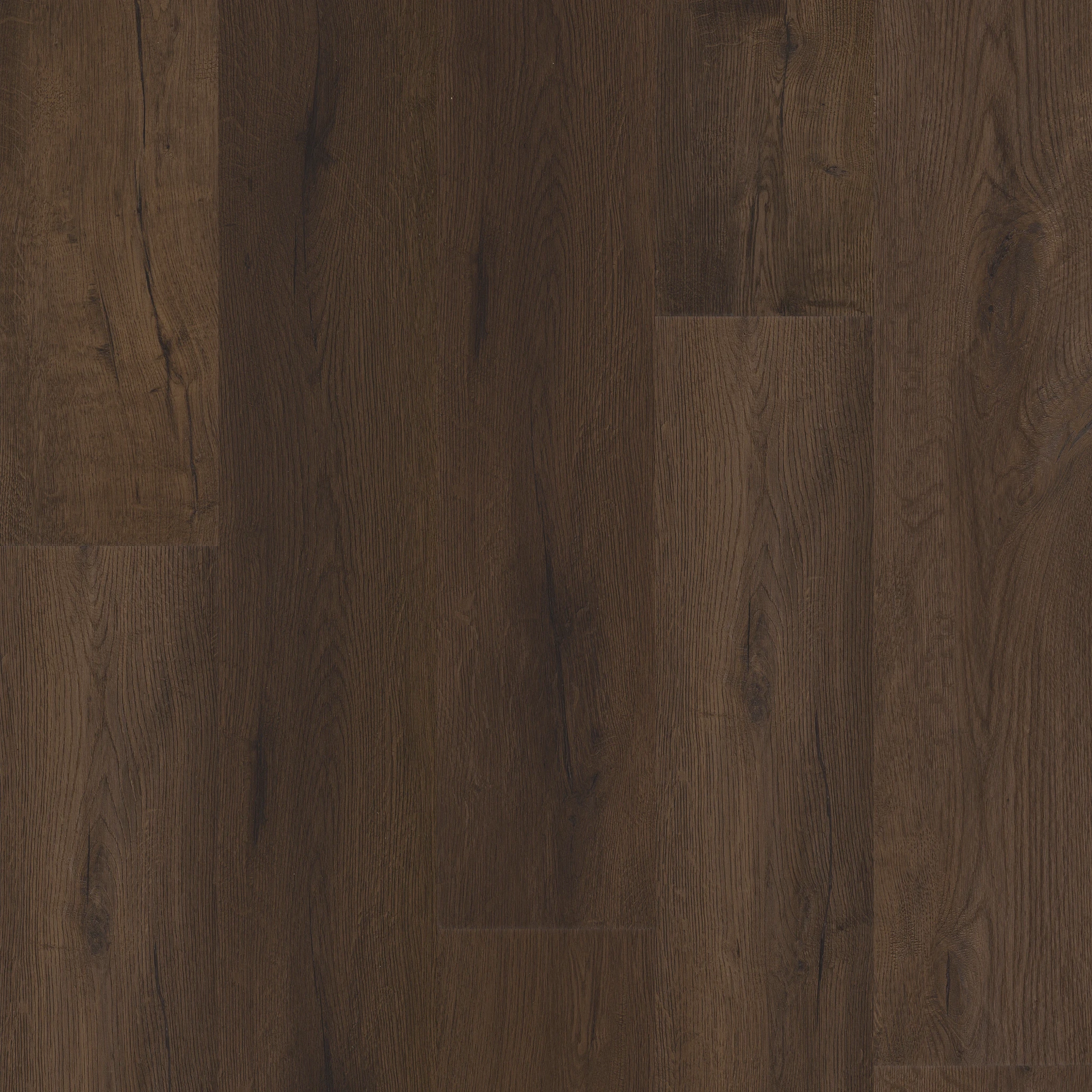 Dark brown wood look luxury vinyl plank flooring with realistic grain texture