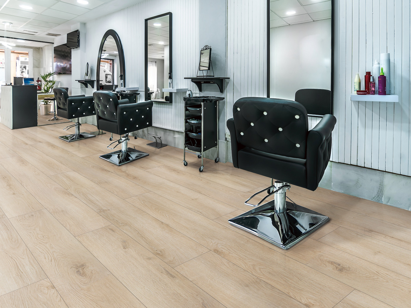 Warm Vanilla flooring, shown in a room