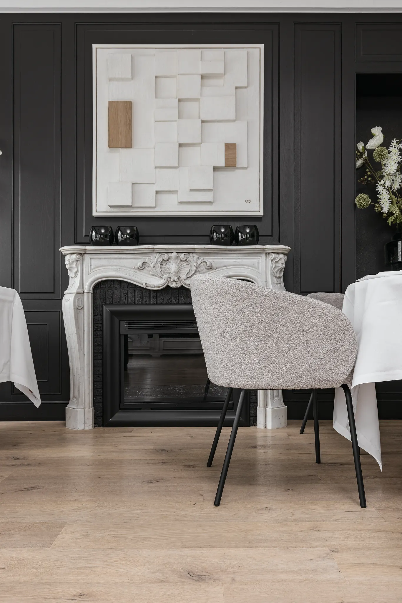 Luxury vinyl plank flooring in elegant living room with modern decor