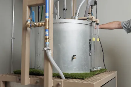 Laboratory machinery for scientific experiments Industrial equipment with pipes and gauges in a laboratory setting