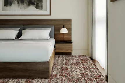Stylish carpet design for contemporary bedrooms Modern bedroom with patterned carpet flooring
