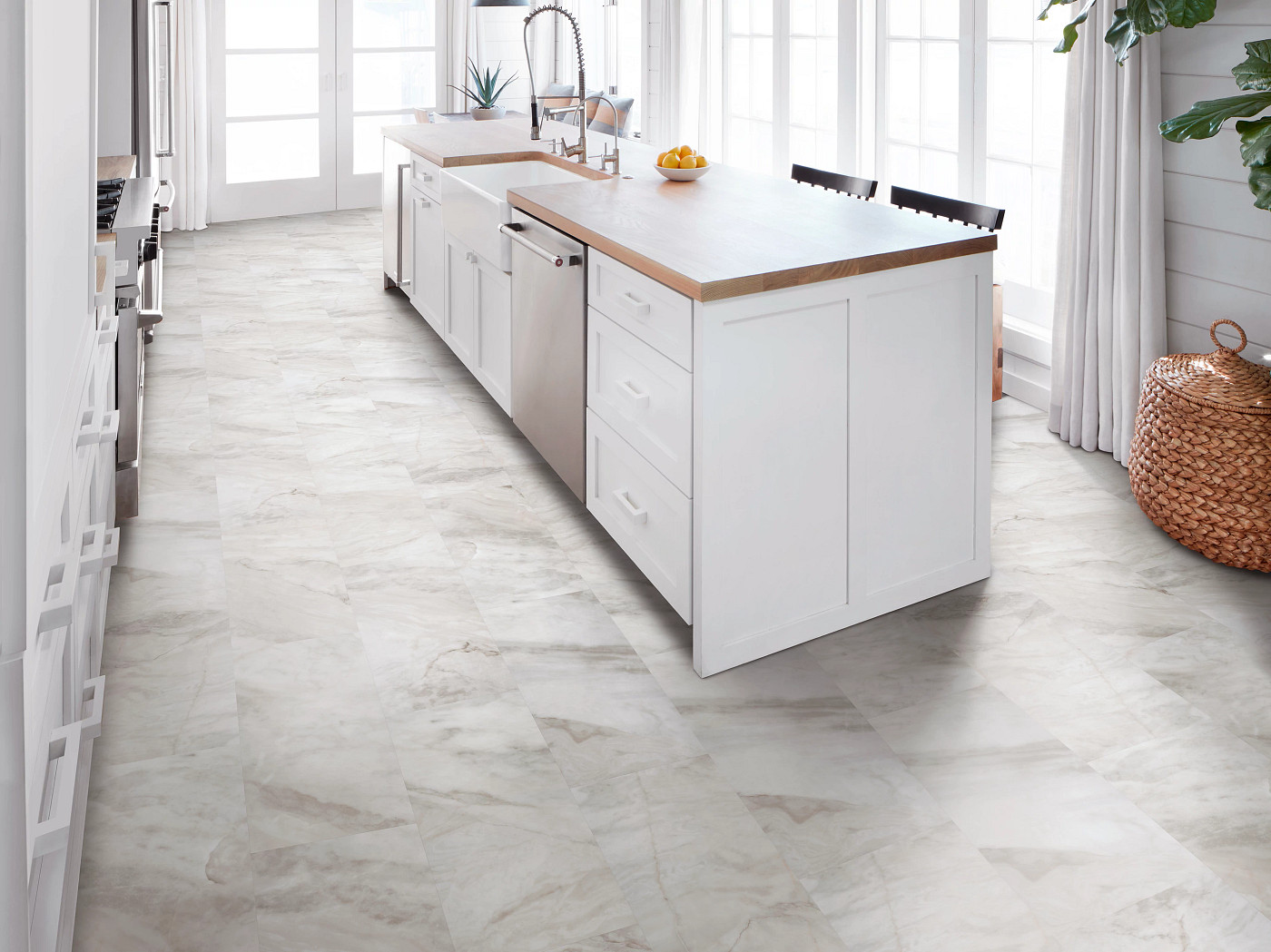 Ivory flooring, shown in a room