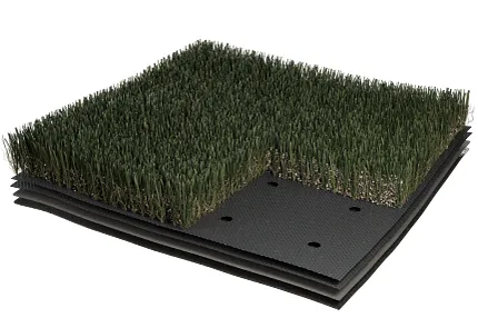 Durable artificial grass for versatile outdoor use Artificial grass flooring sample with layered construction