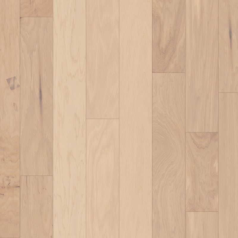 Northington Brushed Engineered Hardwood in Greystone color, 4.94 inches wide, hickory material, wire-brushed finish.