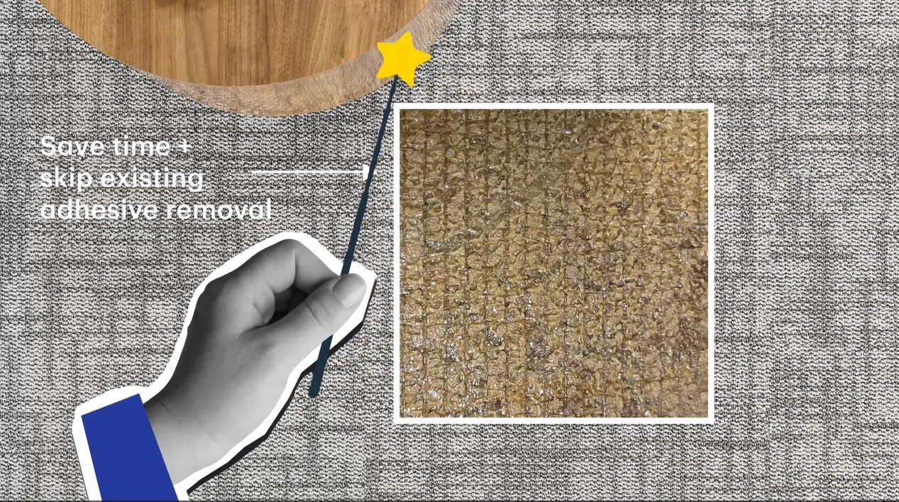 Flooring installation with adhesive removal feature