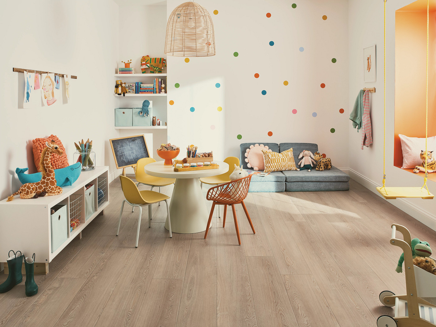 Flaxen Ash flooring, shown in a room