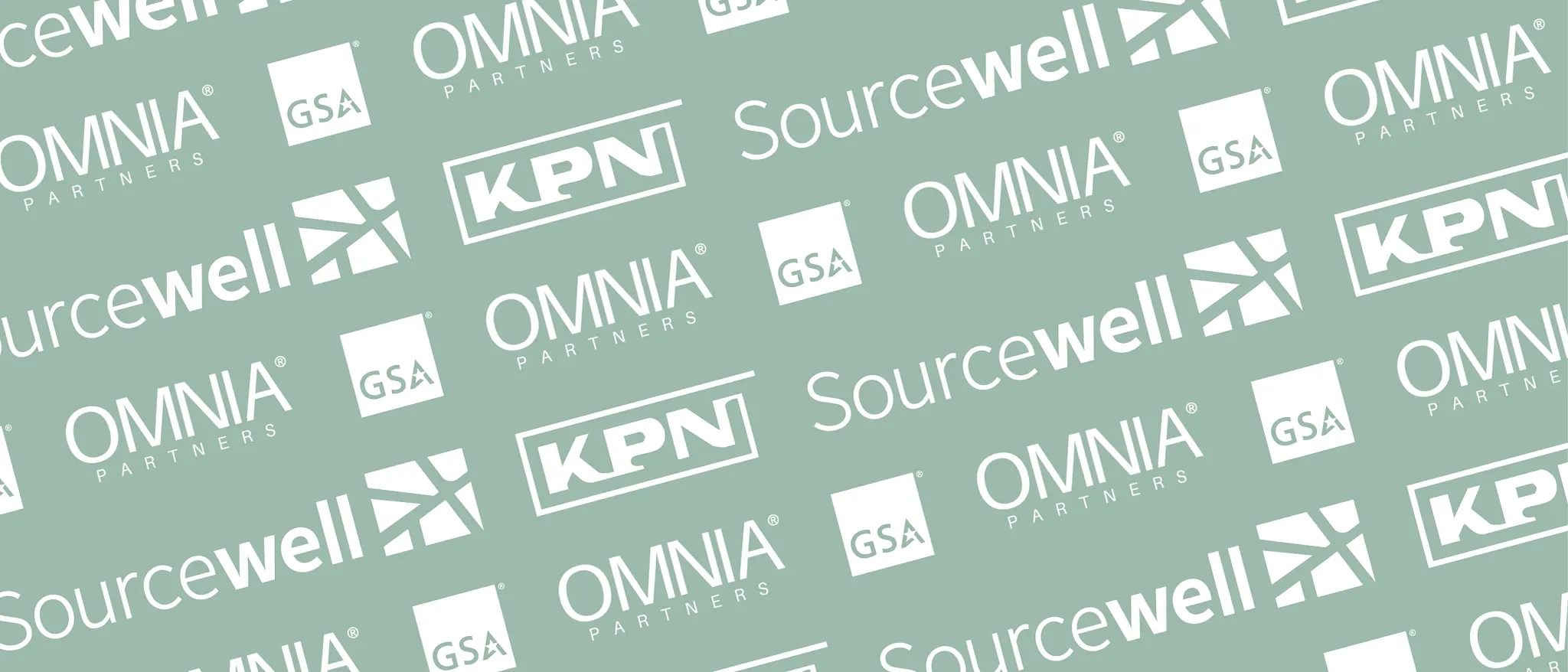 Logos of Sourcewell, OMNIA Partners, KPN, and GSA on a green background