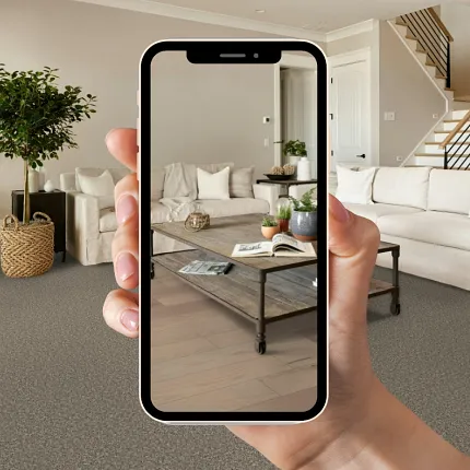 Stylish soft surface flooring for contemporary home decor Modern living room with beige sofa and staircase featuring soft surface flooring