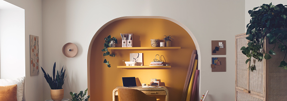 A home-office room featuring a COREtec vinyl plank flooring 