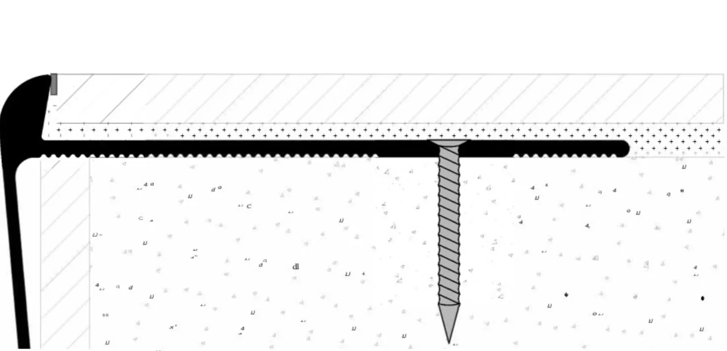 Cross-section diagram of flooring installation with screw