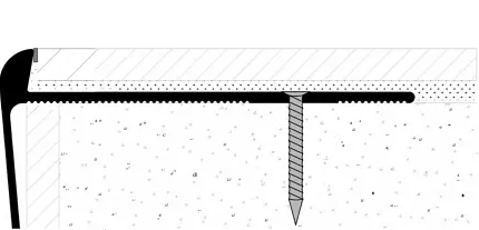 Detailed flooring installation cross-section diagram Cross-section diagram of flooring installation with screw