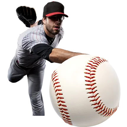 Baseball player pitching with glove and ball Baseball player in action with glove and ball