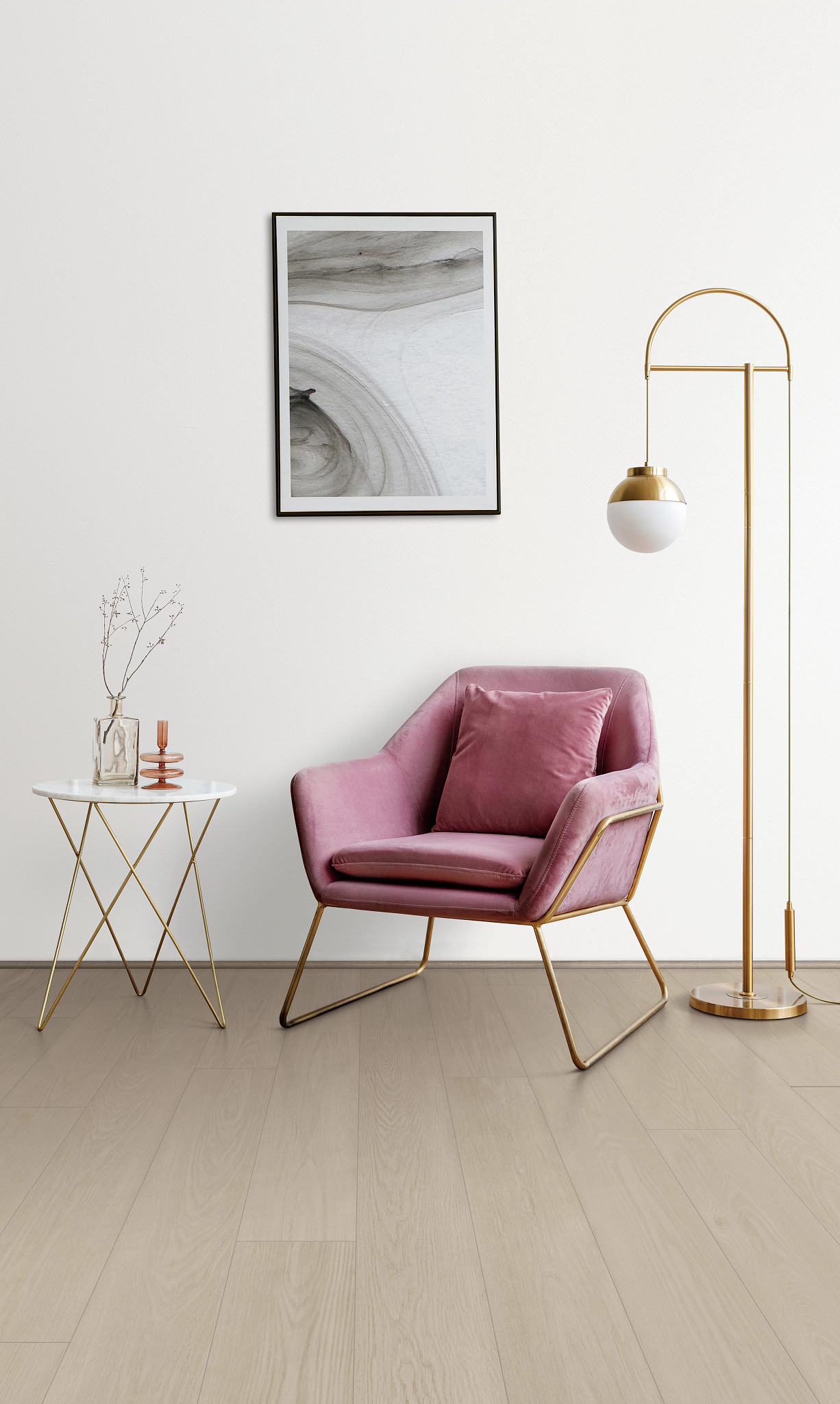 Delicate Oak flooring, shown in a room