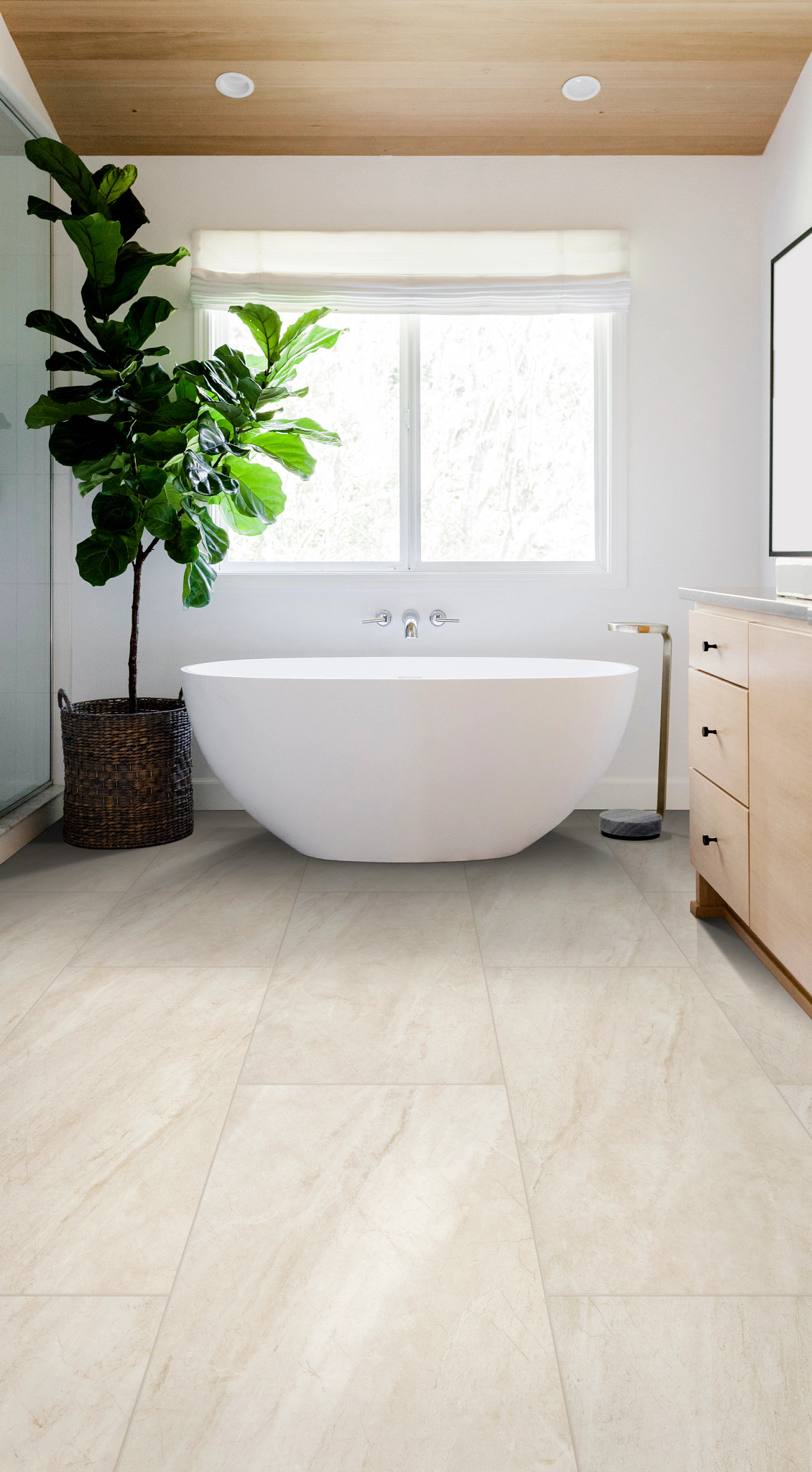 Citrine Travertine flooring, shown in a room
