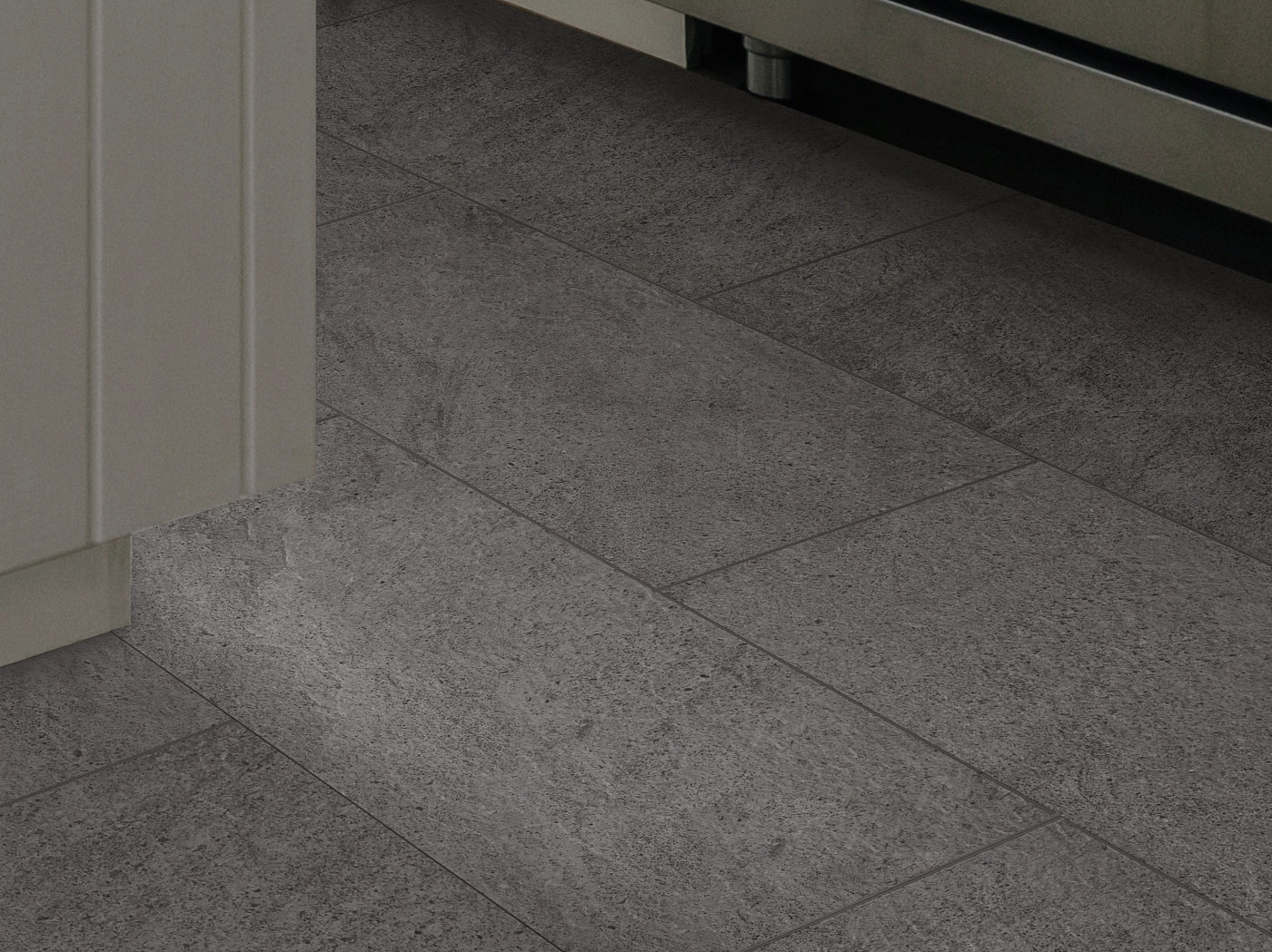 Charcoal flooring, shown in a room