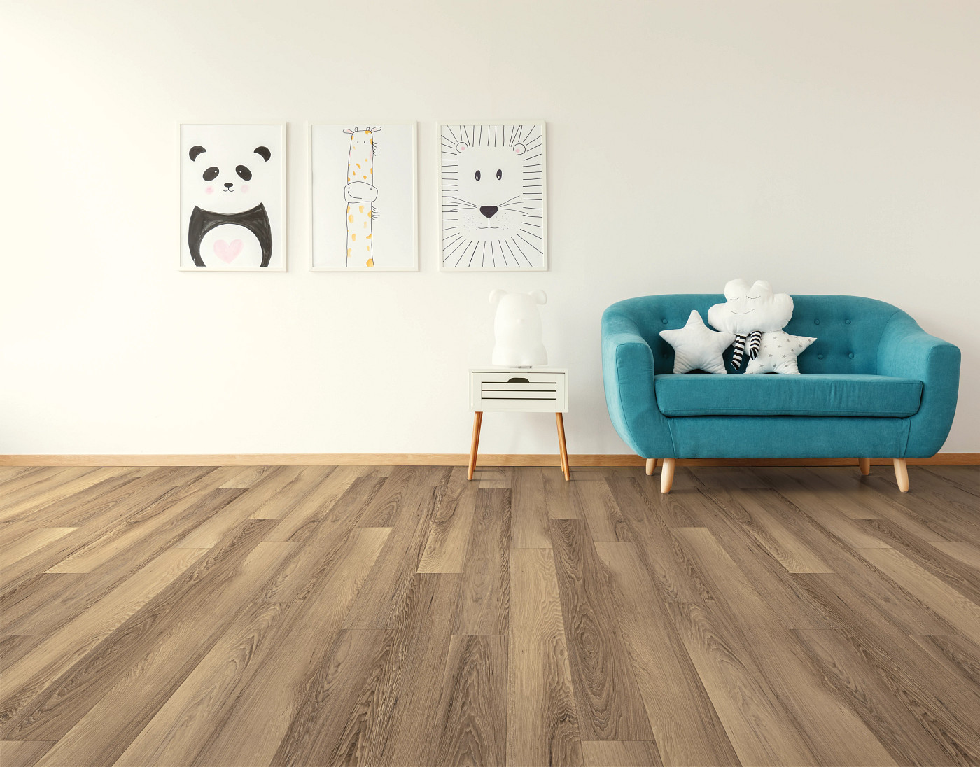 Brawley Chestnut flooring, shown in a room