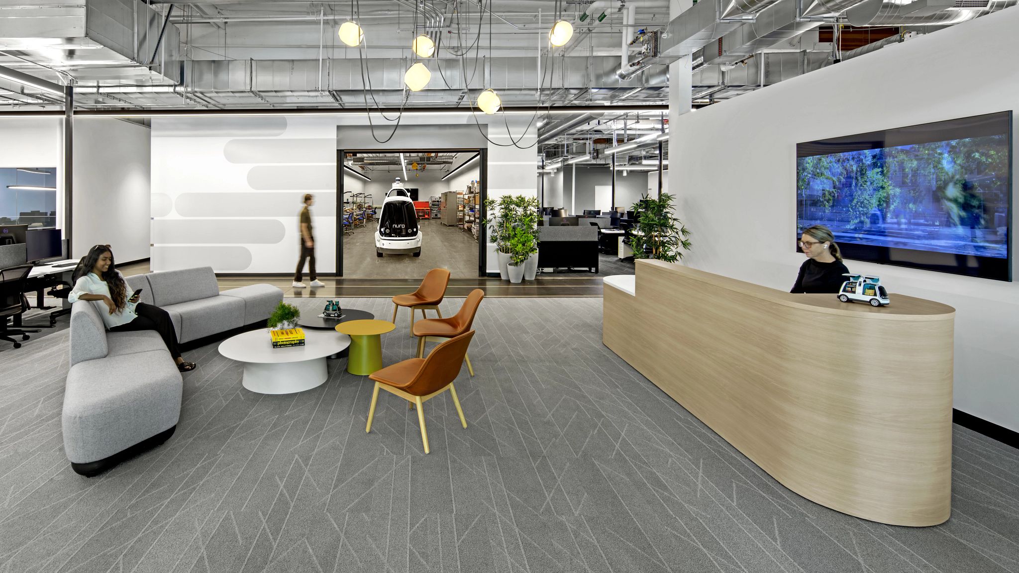 An interior image of the Nuro Center featuring commercial carpet tile flooring