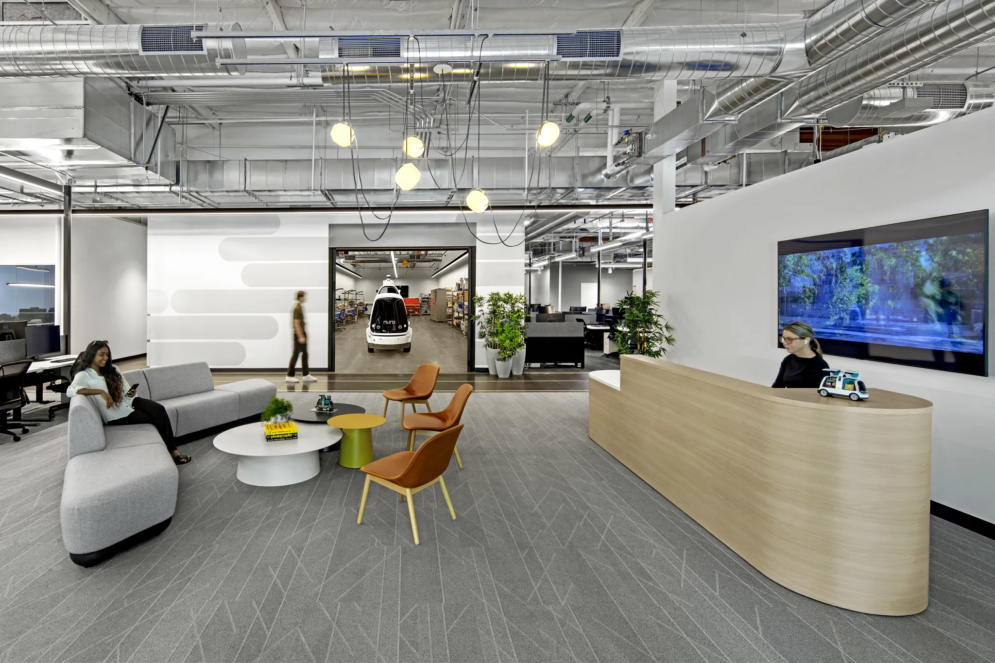Modern workplace with 12x48 inch commercial carpet tile flooring