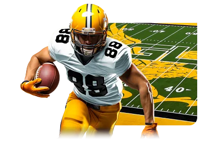 Artificial Turf Football Field with Player in Yellow and White Uniform Football player in yellow and white uniform running on artificial turf football field