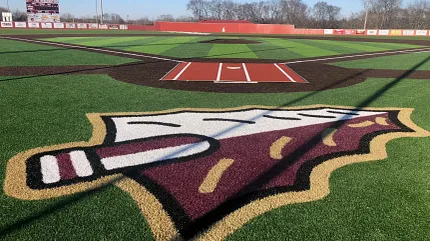 Artificial Turf Baseball Field with Logo and Home Plate Artificial turf baseball field with logo and home plate