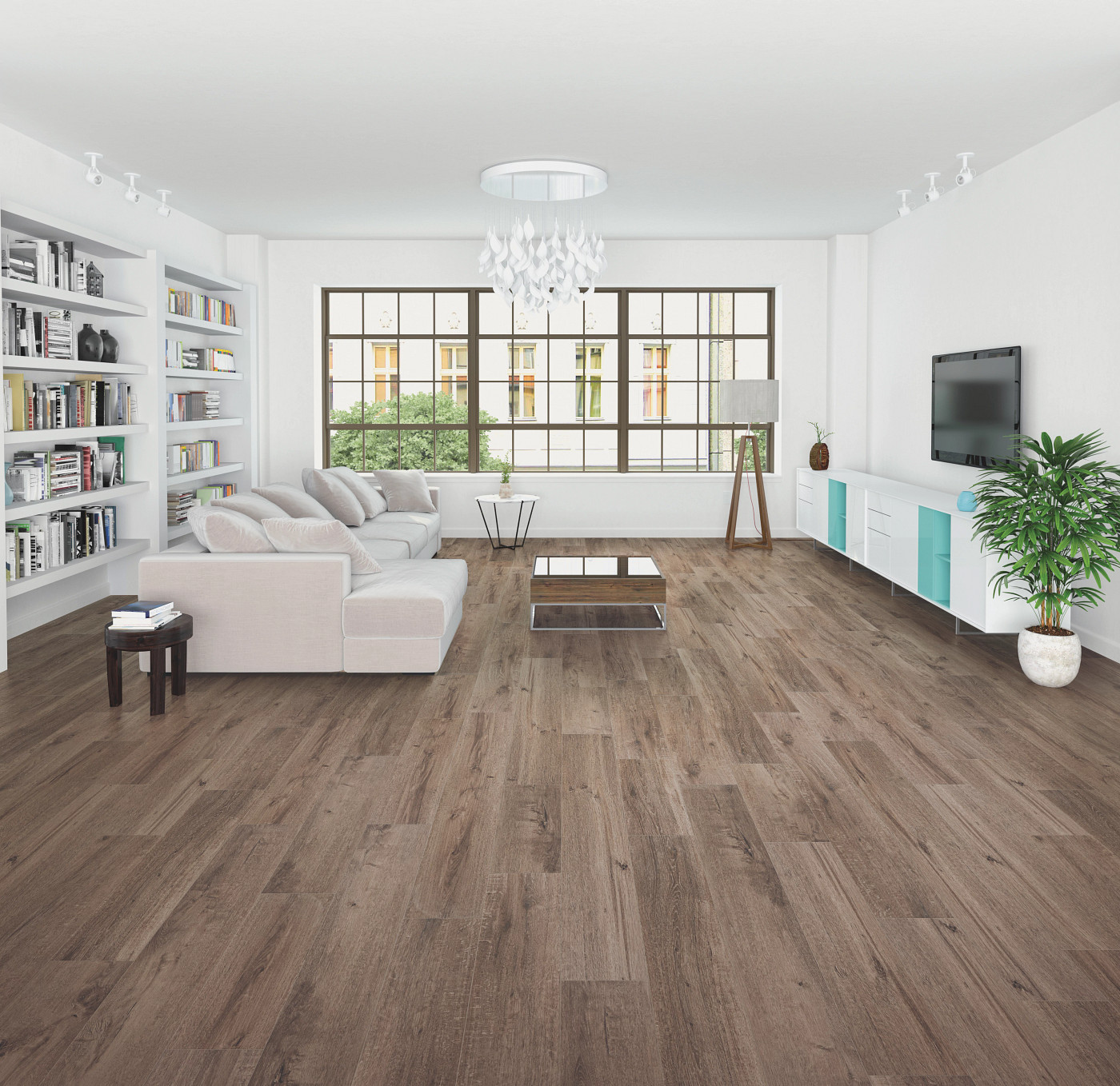 Grande Willis Oak flooring, shown in a room