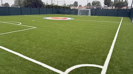 Durable artificial grass for sports fields Artificial turf soccer field with white markings