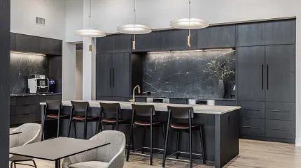 Stylish Rigid Core flooring in contemporary kitchen design Modern kitchen with Rigid Core flooring