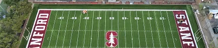 Stanford University Artificial Turf Football Field Aerial view of Stanford University football field with artificial turf