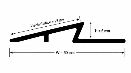 Flooring profile dimensions and specifications Diagram of flooring profile with dimensions 50x6 mm