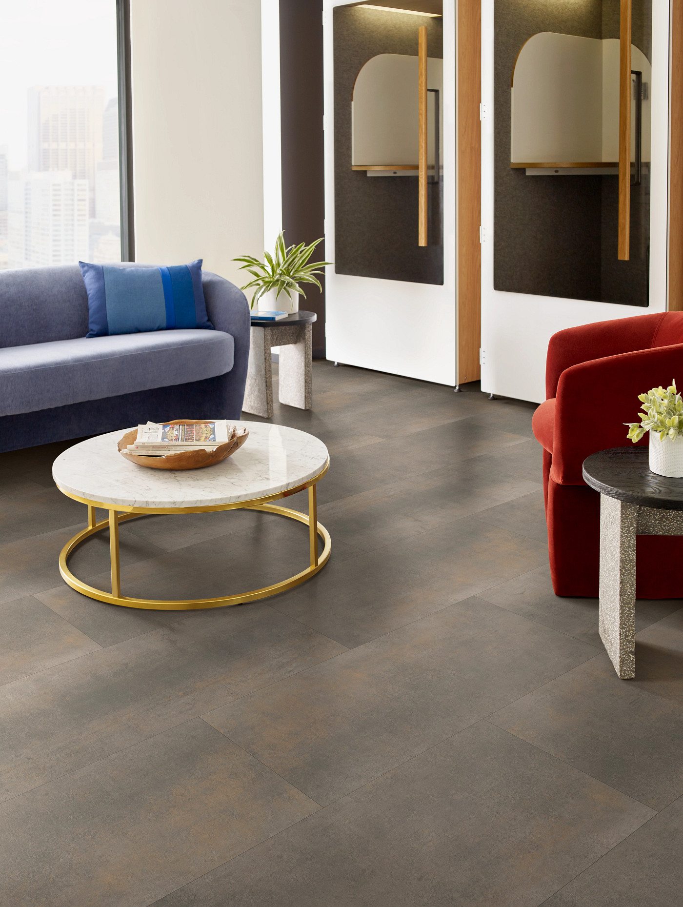 Fired flooring, shown in a room