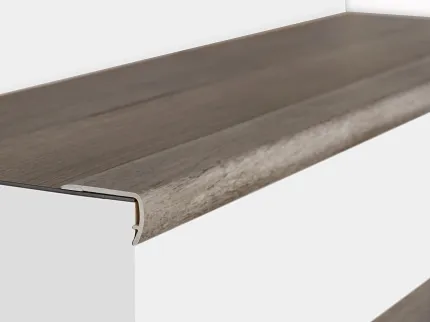 Brown Wood-Look Stair Nose Molding for Flooring Brown wood-look stair nose molding for flooring
