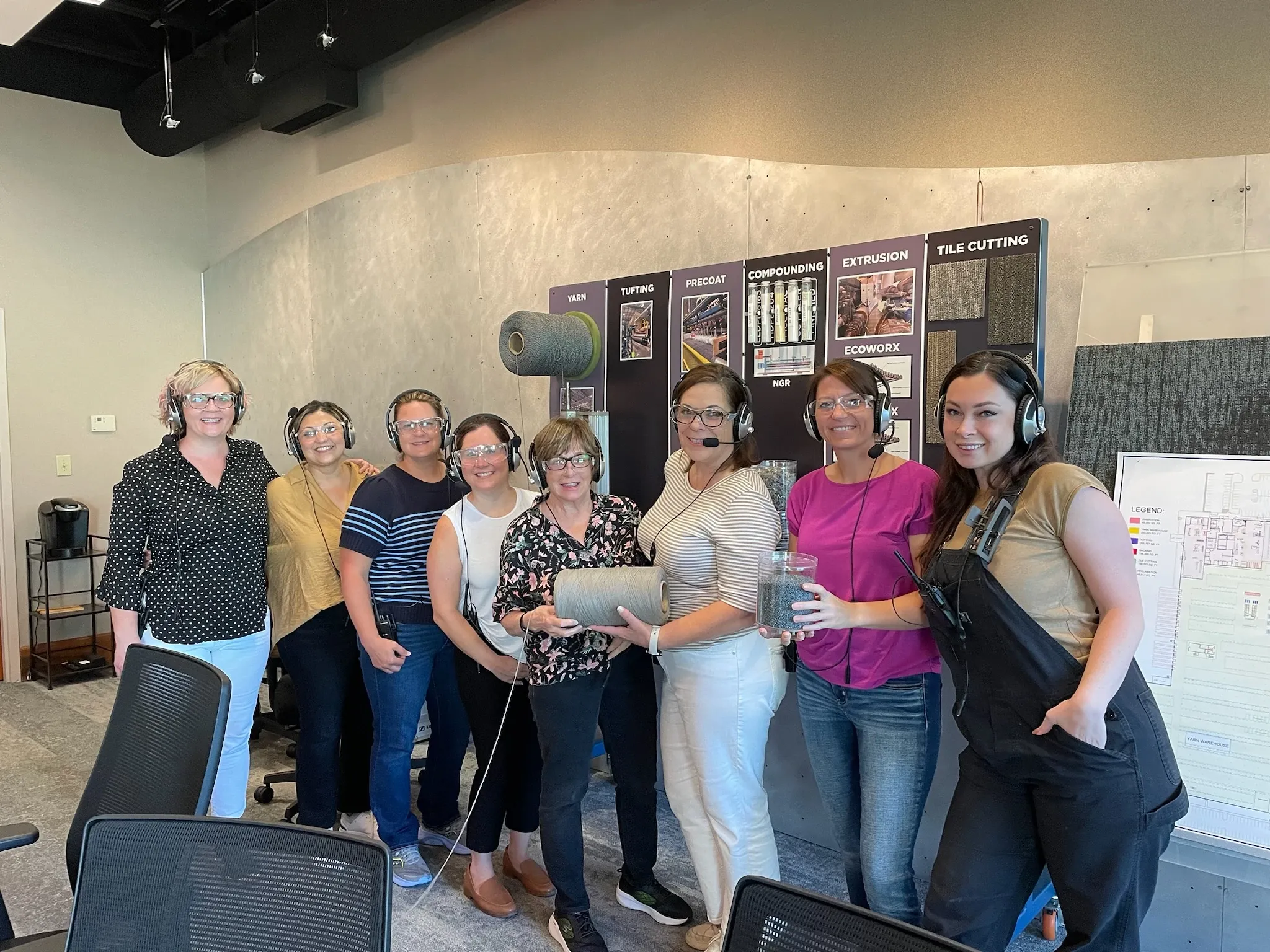 Mill Tour Group of former nurses - Shaw Contract