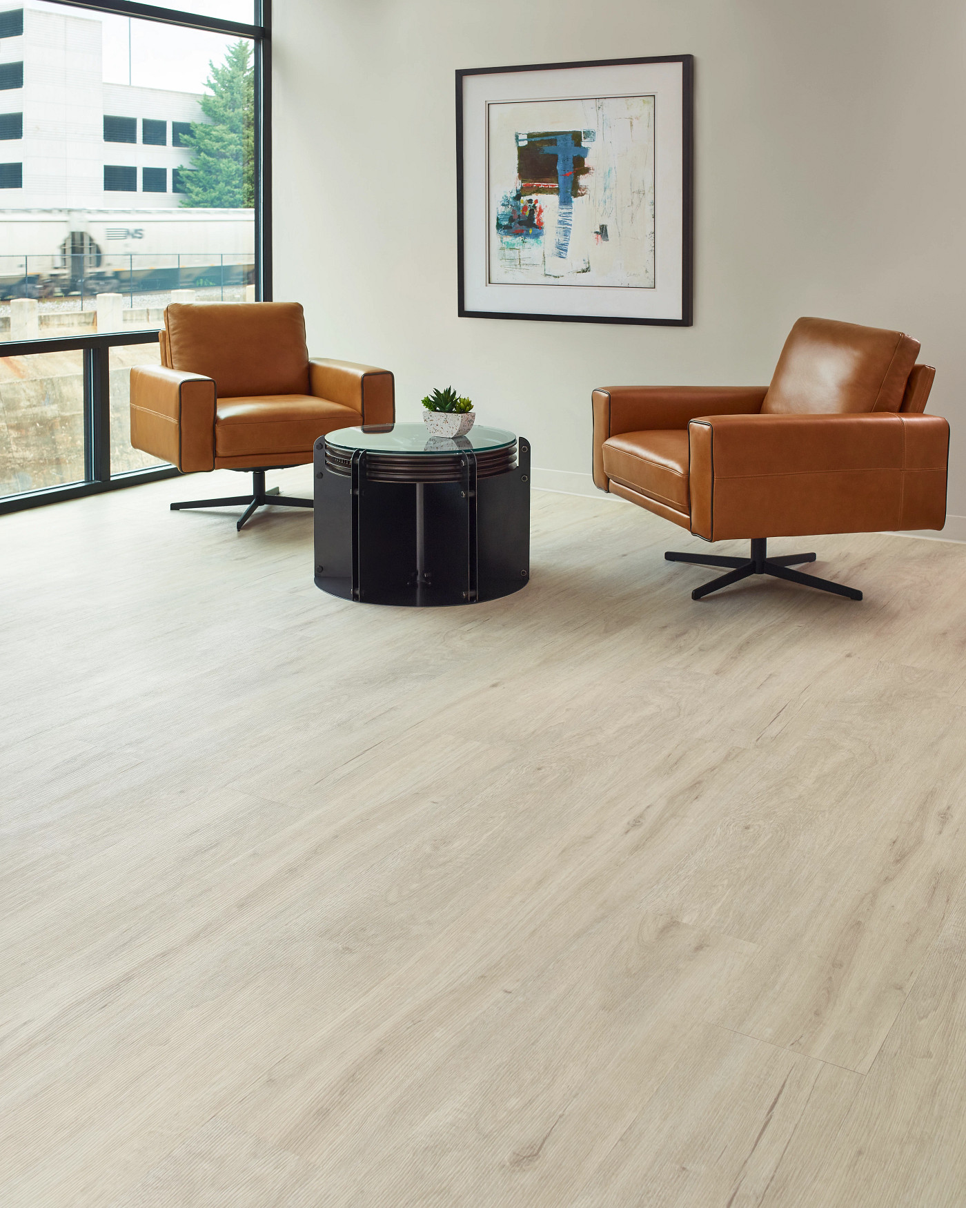 End Grain flooring, shown in a room