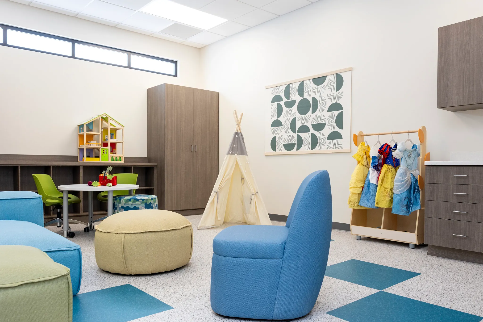 Grace Counseling children's playroom space with LVT tile 