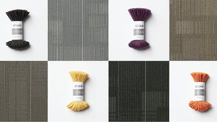 Carpet Swatch Collection in Red, Pink, and Beige Tones Assorted carpet swatches in shades of red, pink, and beige on a wooden floor