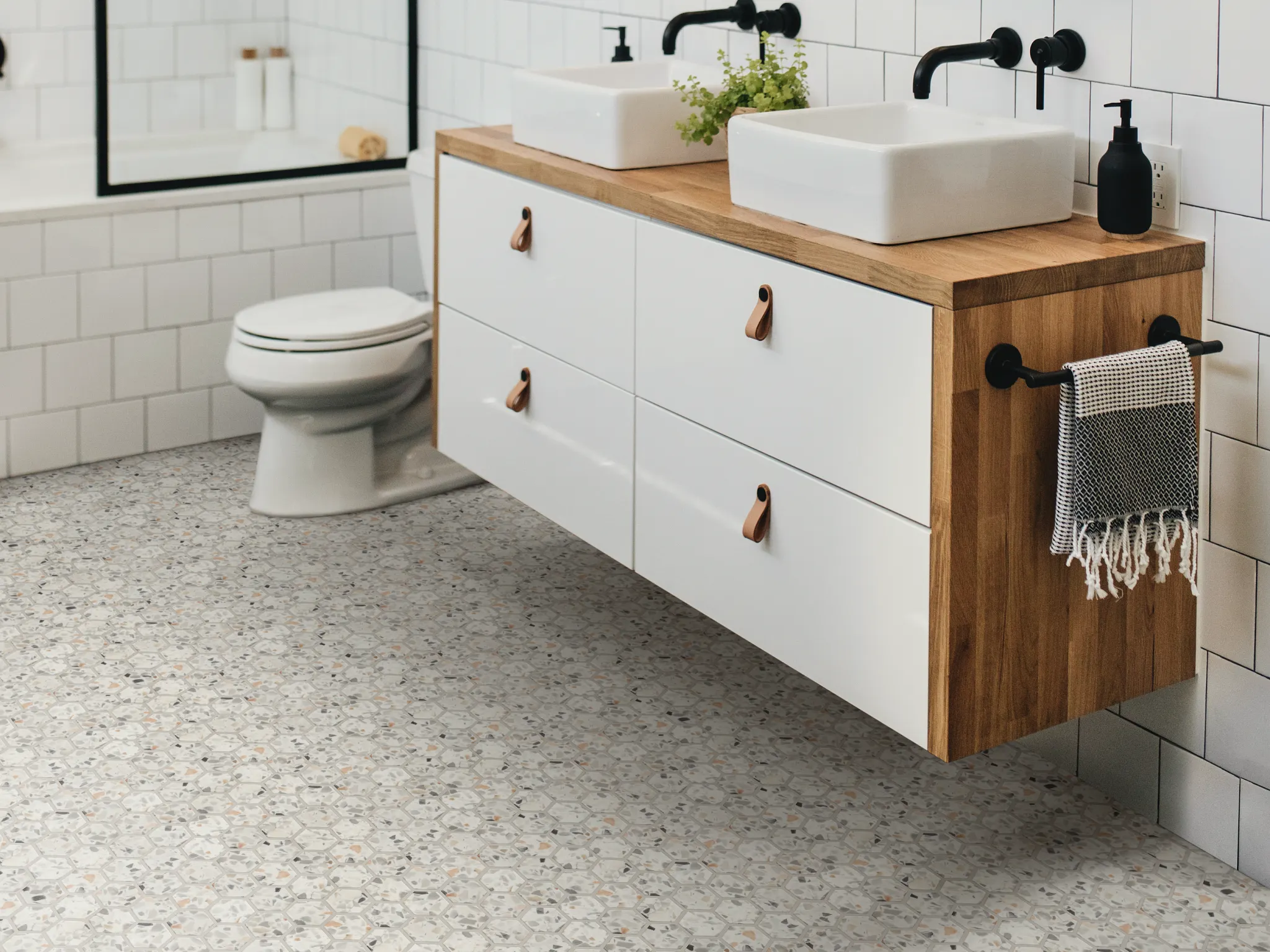 Bathroom with Urban Artistry 3X6 Wall Tile Streamline White Style No: TG71H