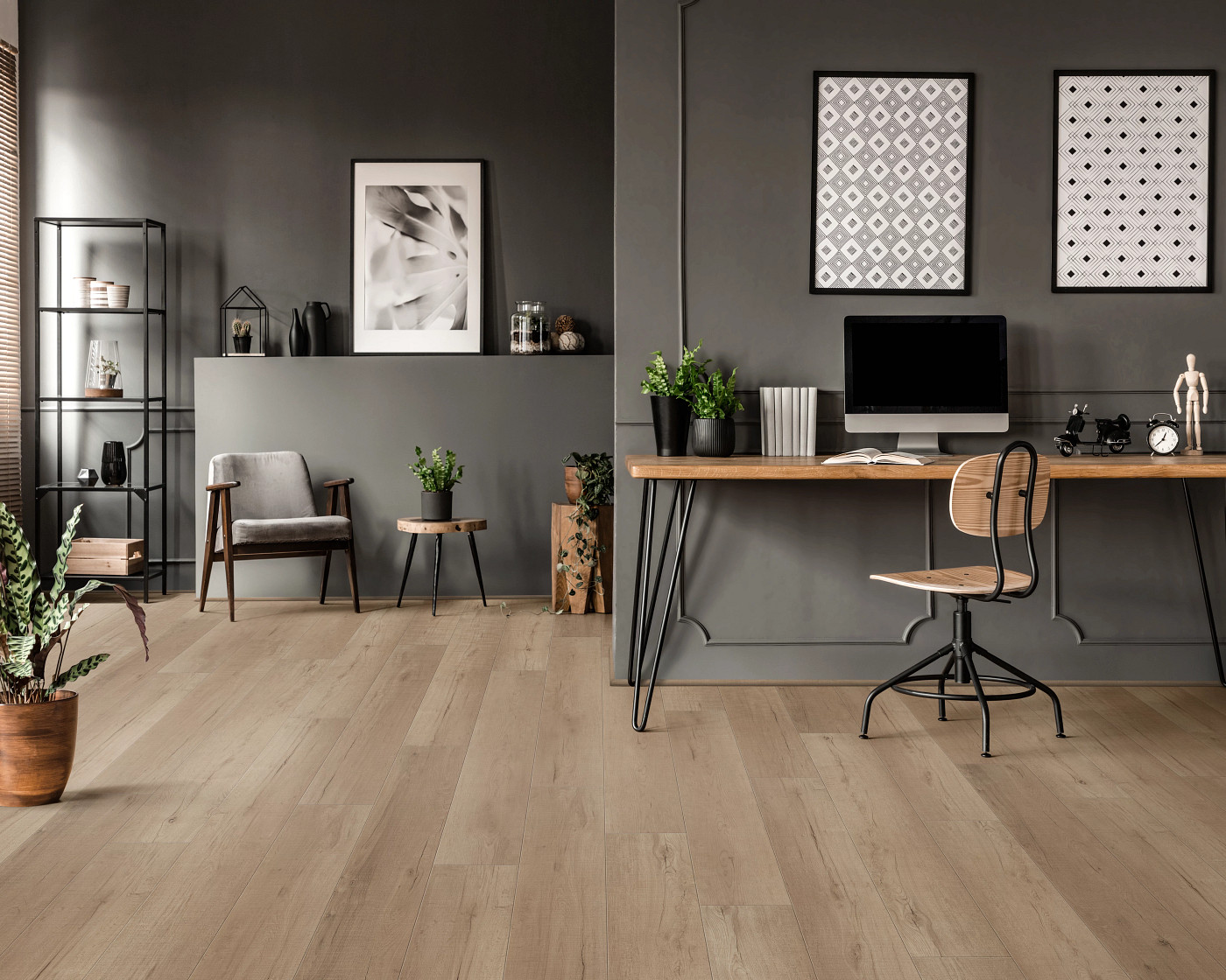 Jerome Oak flooring, shown in a room