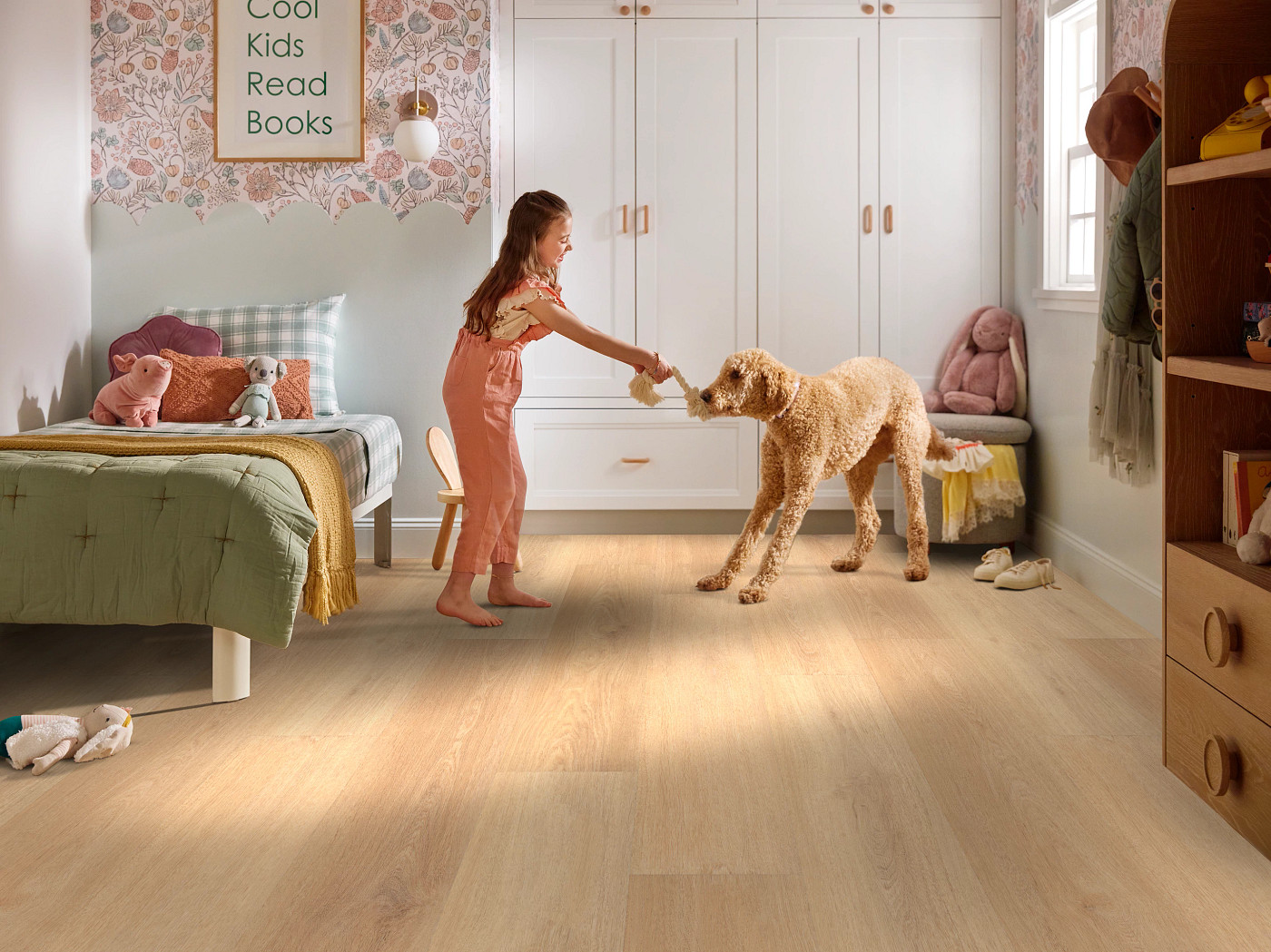 Burlap Oak flooring, shown in a room