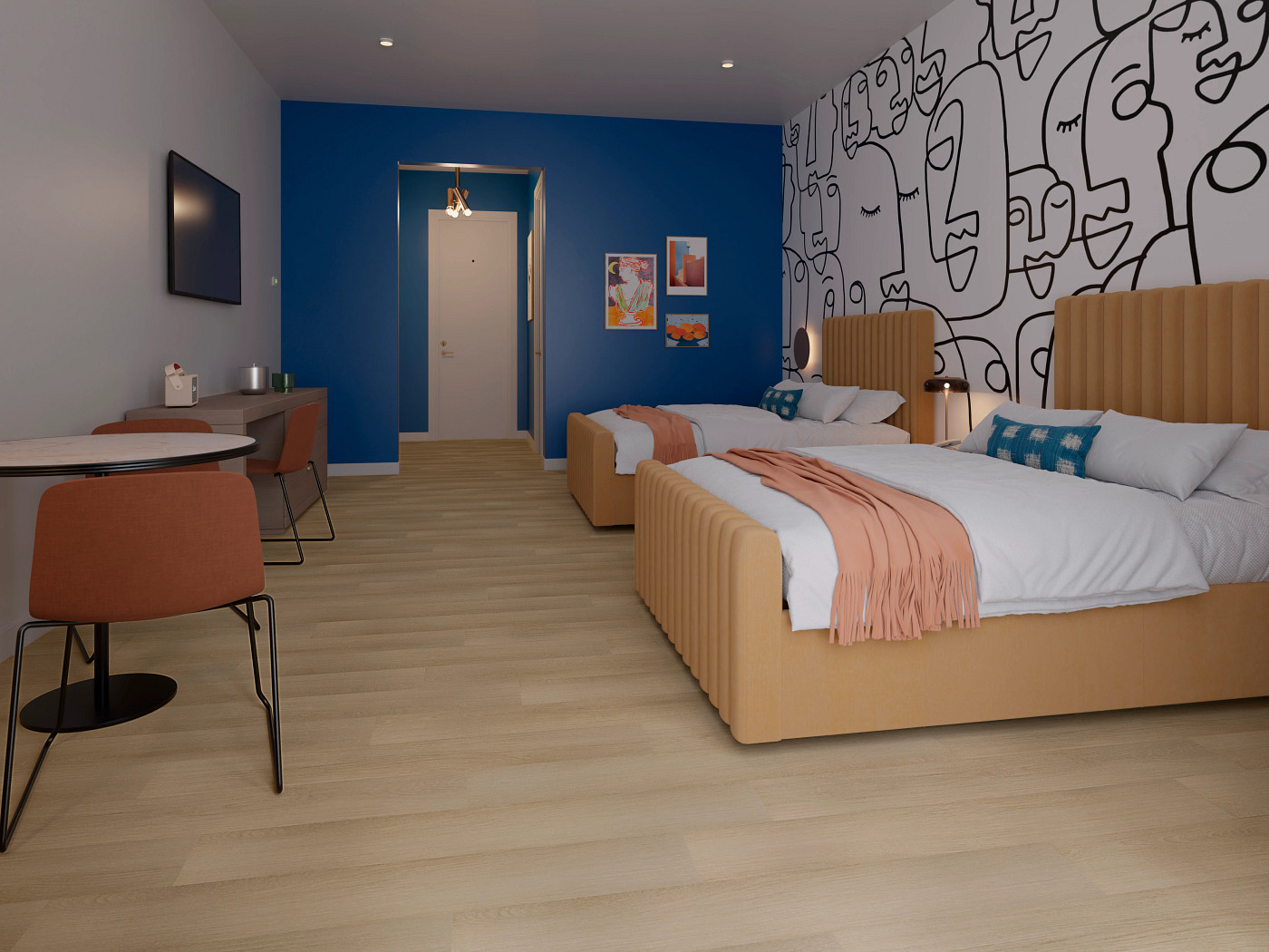 Serene Sand flooring, shown in a room