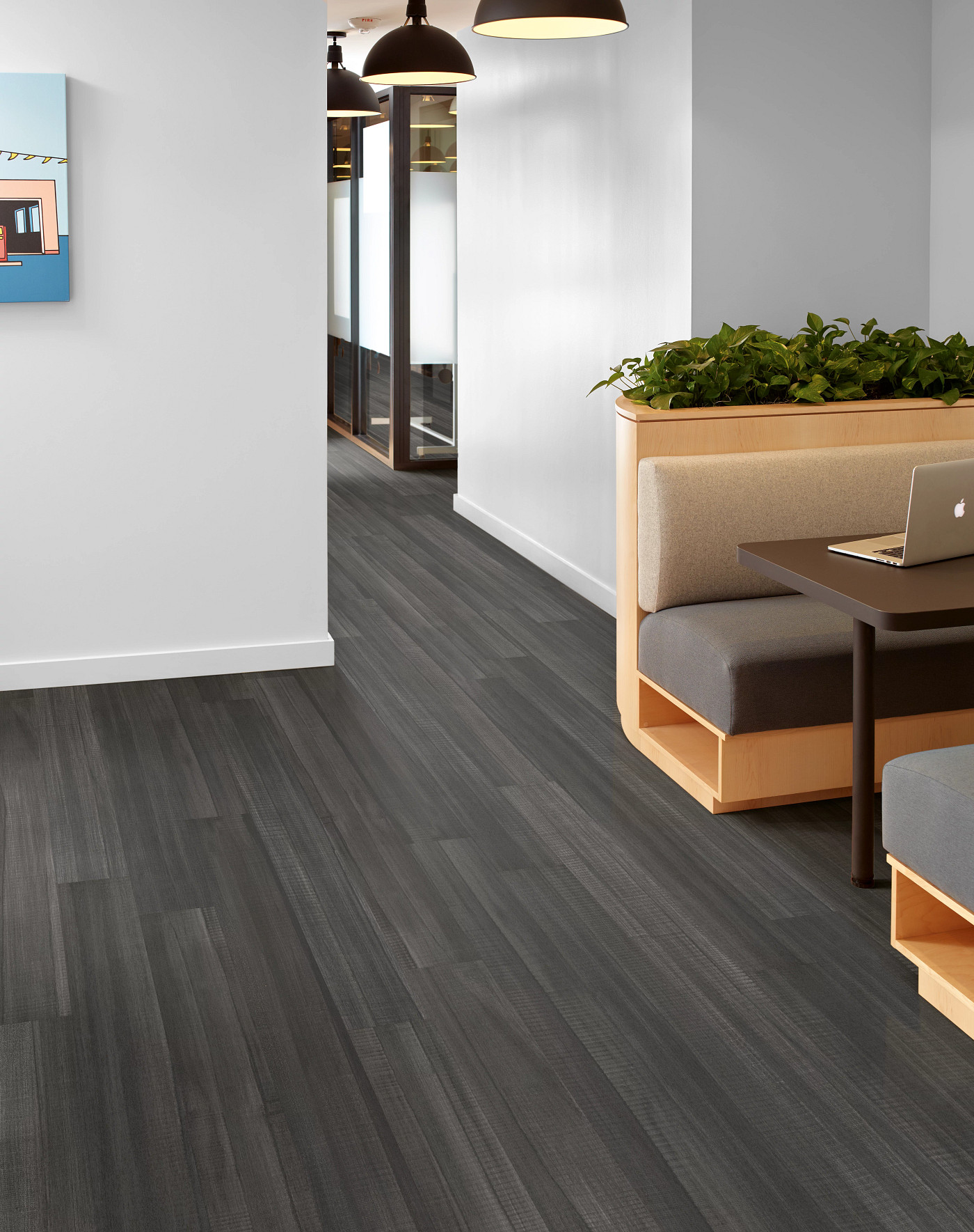 Pitch flooring, shown in a room