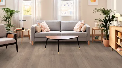 Stylish gray hardwood flooring for contemporary spaces Modern living room with gray hardwood flooring