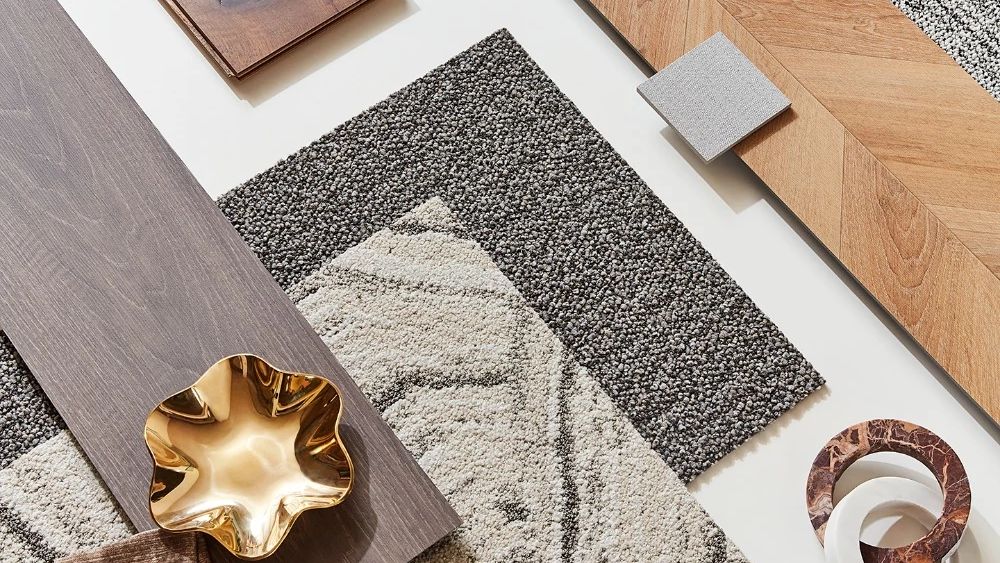 Palette with carpet tiles and LVT